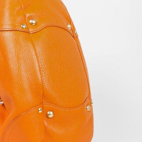Prada Daino Push-Lock Orange Leather Tote - Picture 9 of 11
